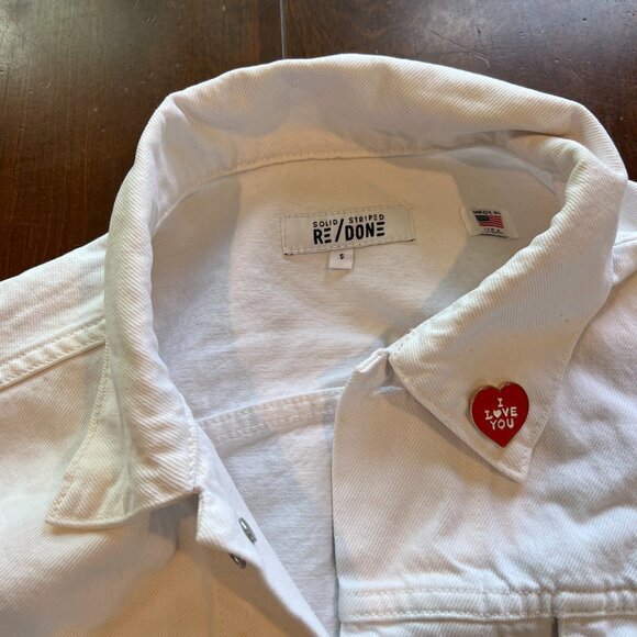 Solid & Striped x Re/Done Hollywood white cropped denim jean jacket Size S - Picture 9 of 11